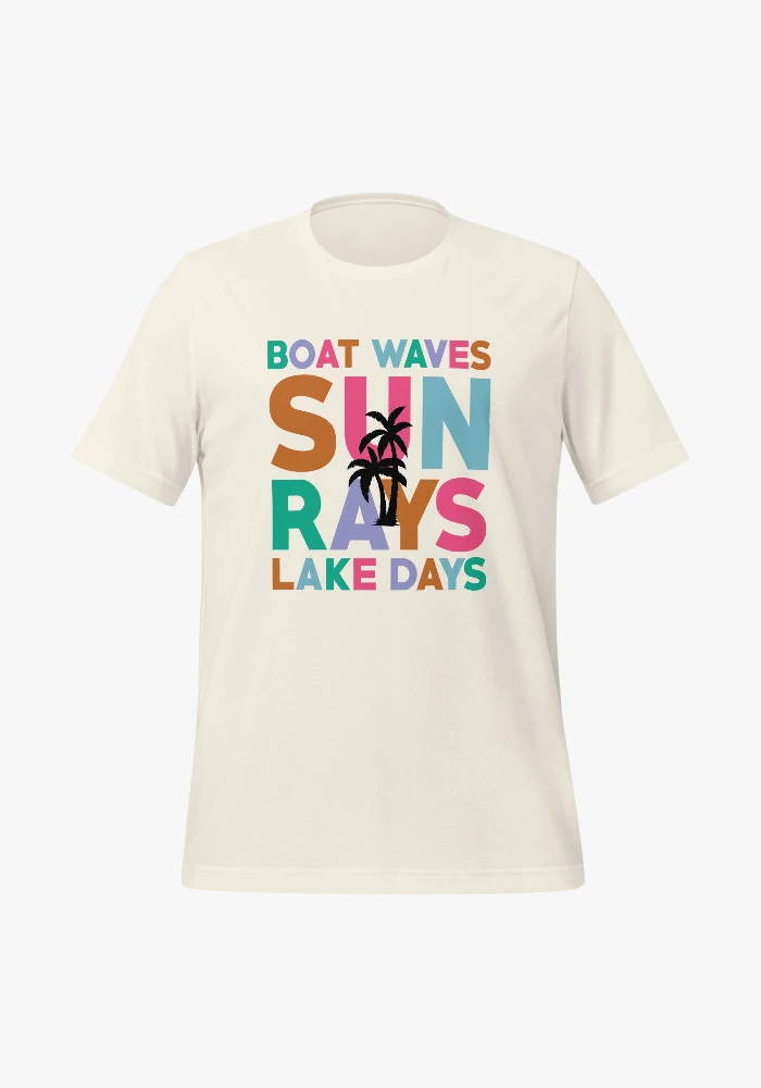 Cotton T-Shirt Boat Waves